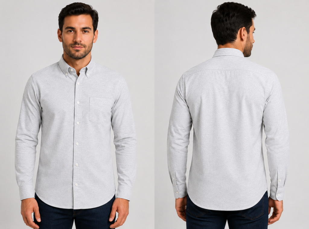 camisa oxfors gris