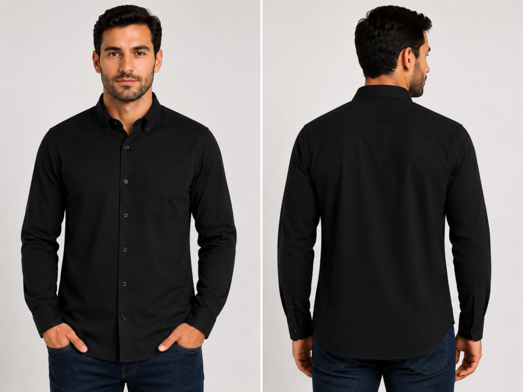 camisa oxfors negro