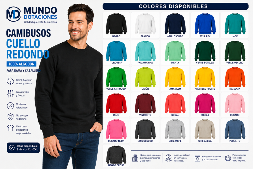 lista camibuso cuello redondo colores