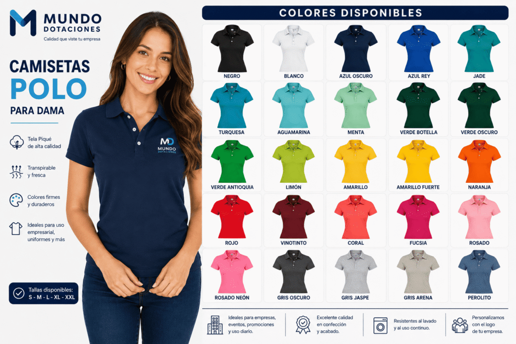 lista de colores camisetas polo dama