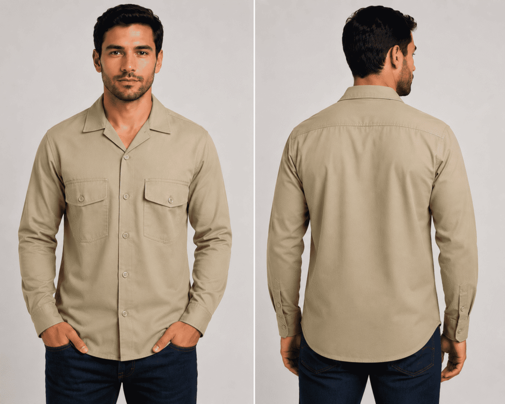 camisa en dril caqui