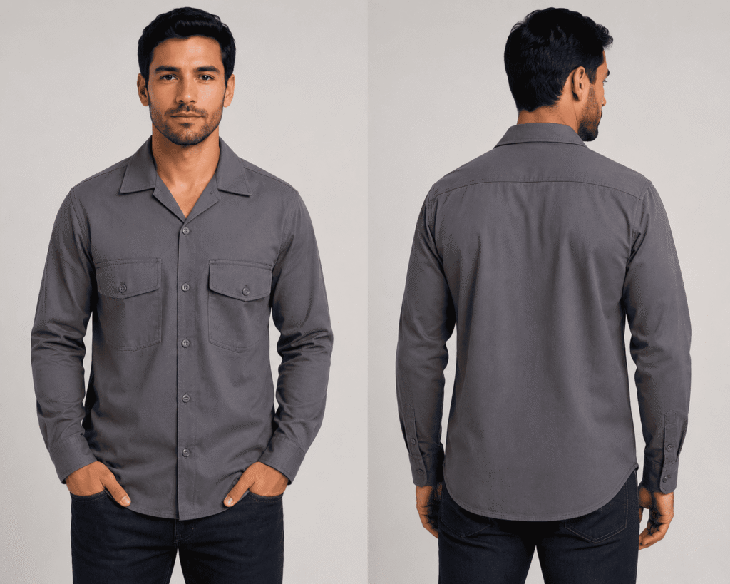 camisa en dril gris