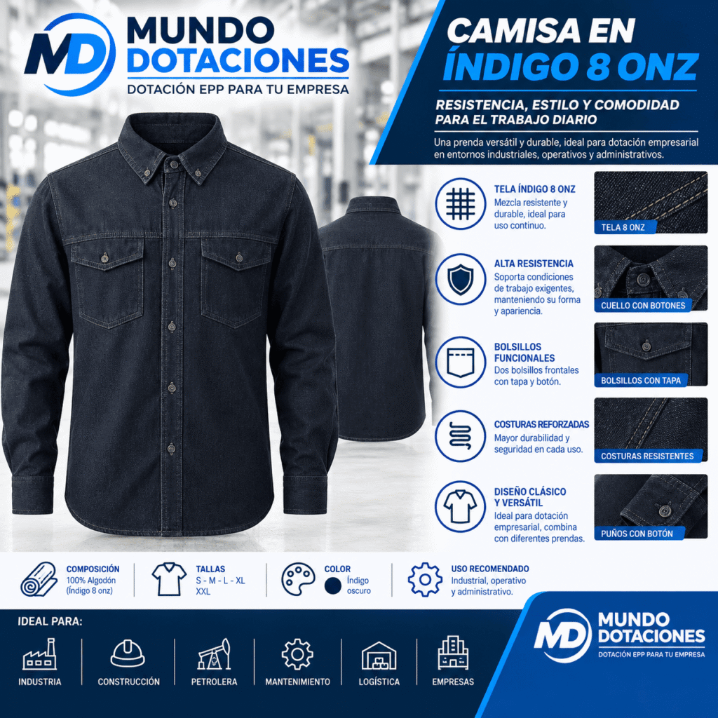 camisa en indigo liviano